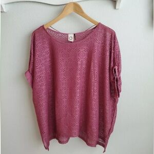 H15 Anthropologie Akemi + Kin pink knit lace dolman‎ top
